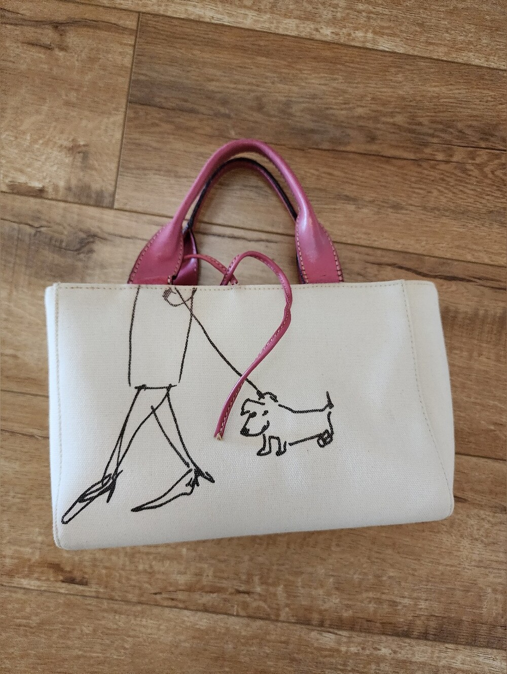 $240 Kate Spade x Maira Kalman Limited Ed Canvas & Leather Dog Walking Tote FLAW - Picture 3 of 16